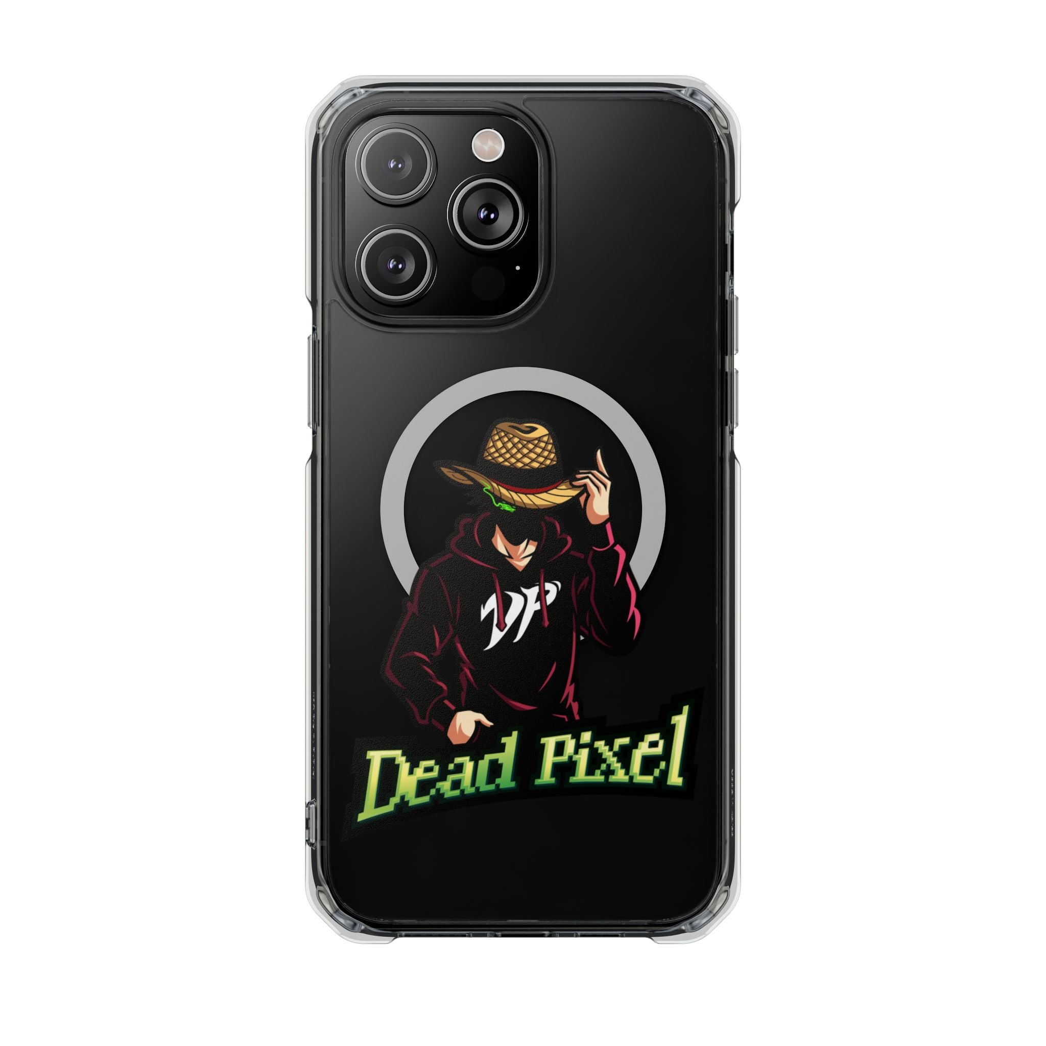 Clear Magnetic Phone Case — 'Dead Pixel' Hooded Cowboy Graphic