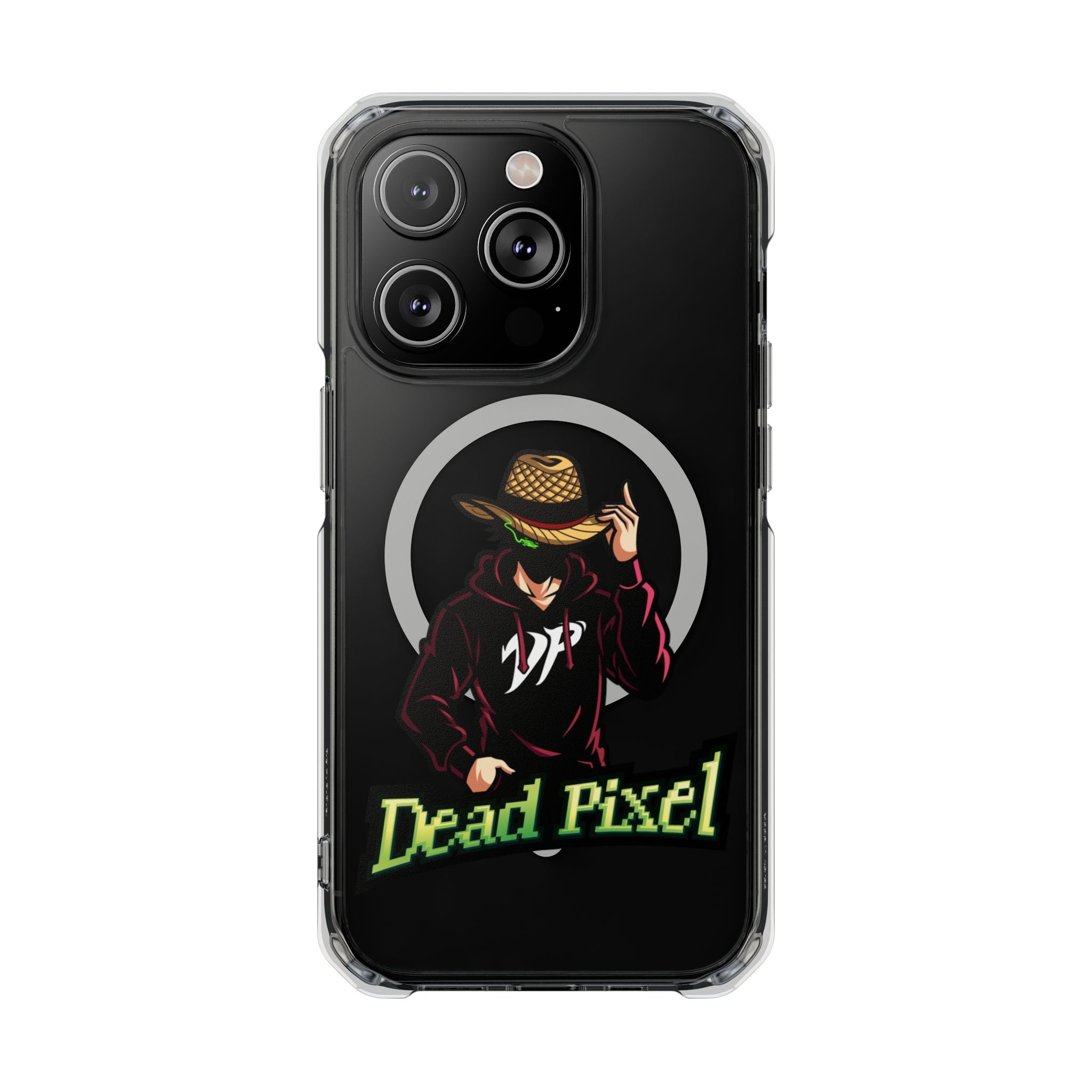 Clear Magnetic Phone Case — 'Dead Pixel' Hooded Cowboy Graphic