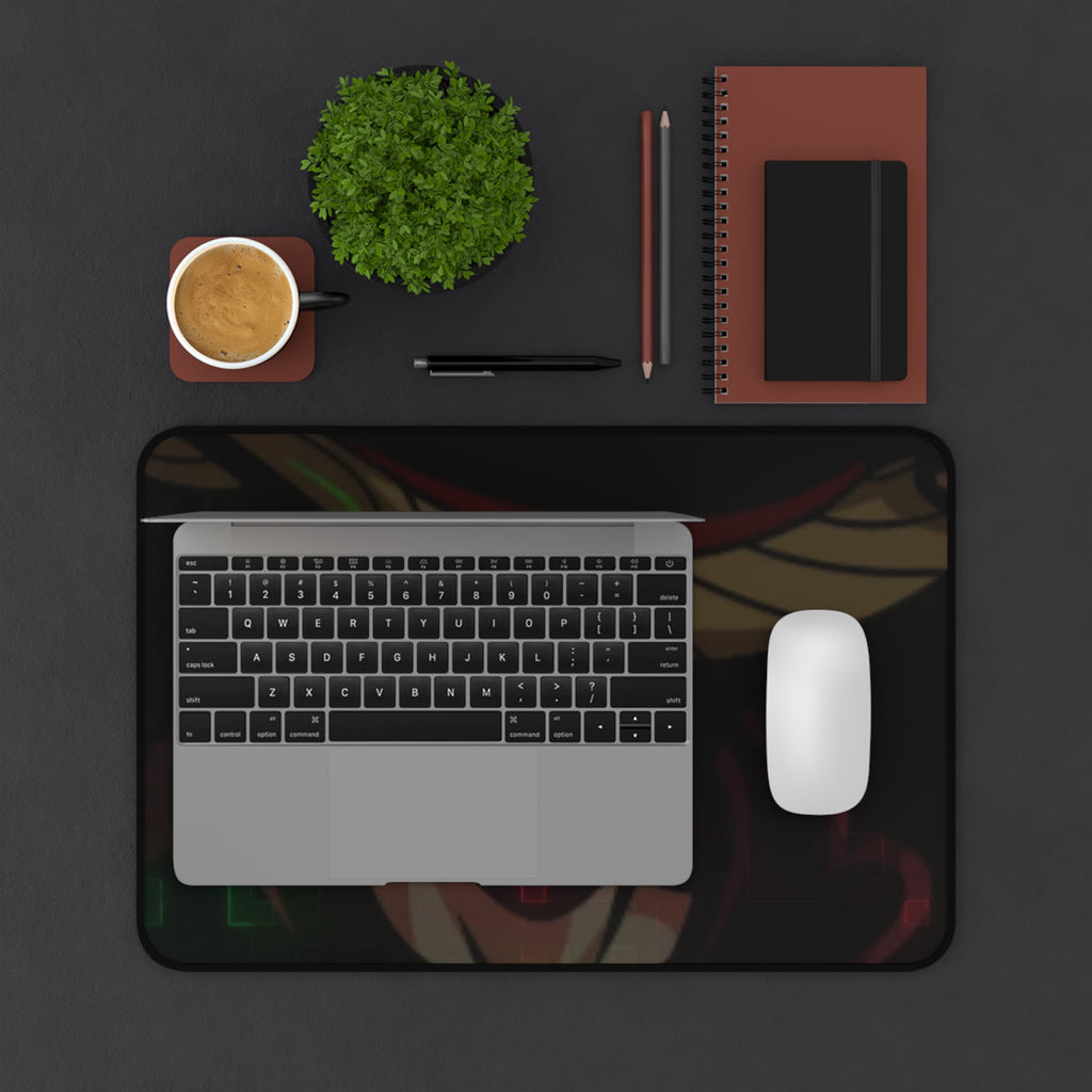 Demonic Horns Gaming Desk Mat — Neon Oni Anime Mouse Pad