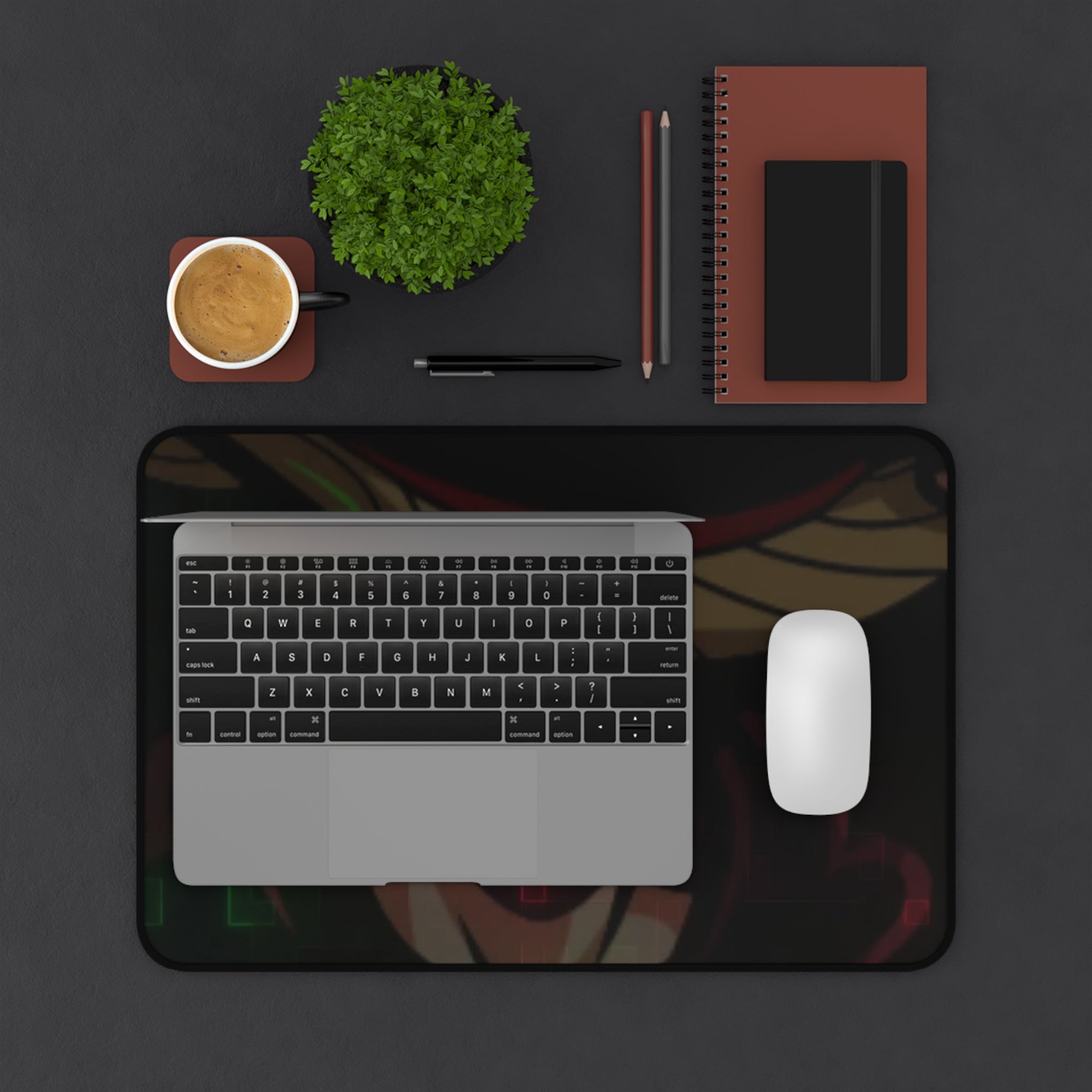 Demonic Horns Gaming Desk Mat — Neon Oni Anime Mouse Pad