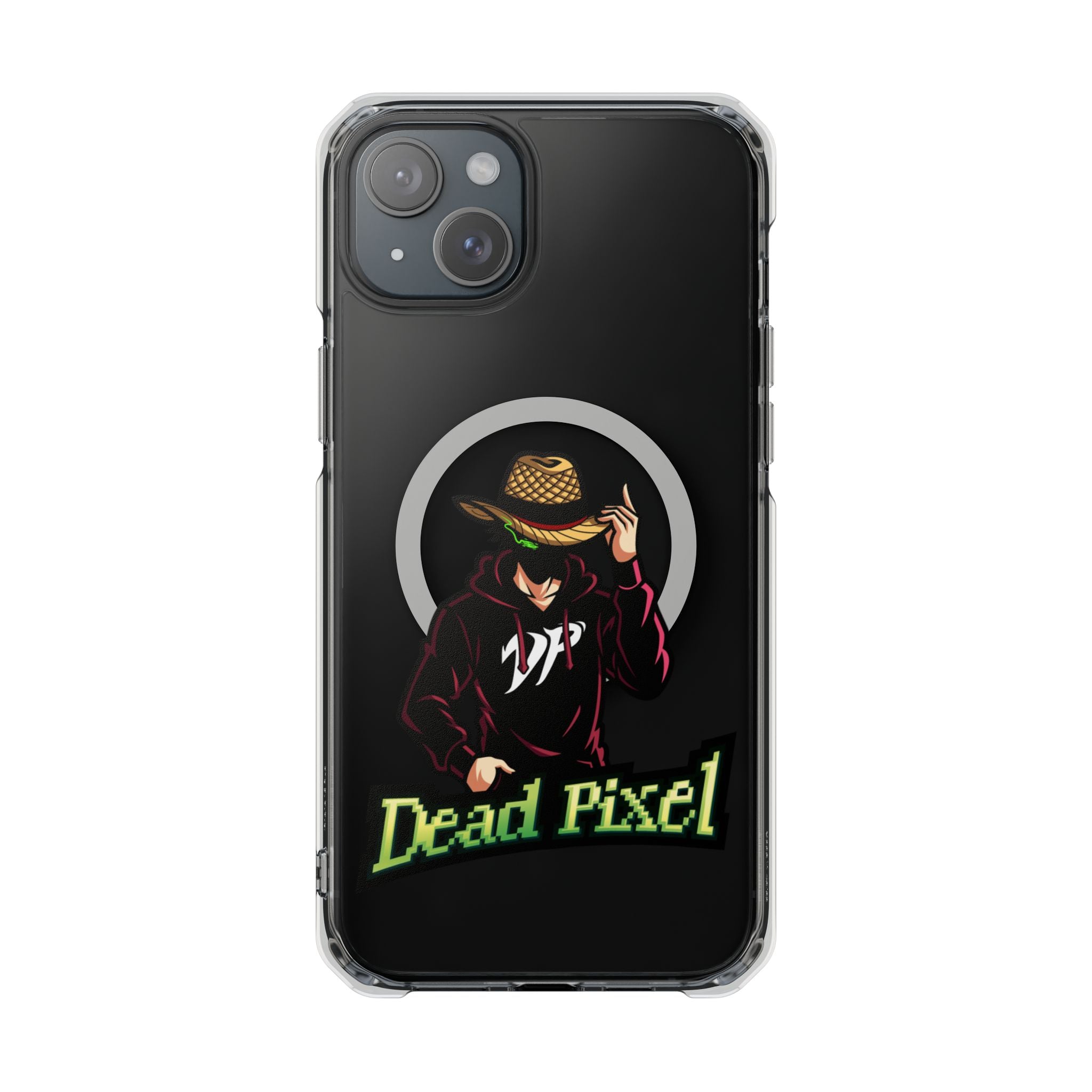 Clear Magnetic Phone Case — 'Dead Pixel' Hooded Cowboy Graphic