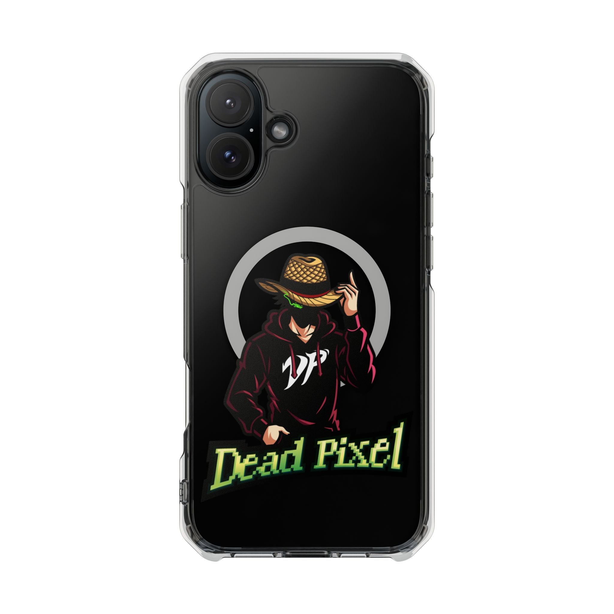 Clear Magnetic Phone Case — 'Dead Pixel' Hooded Cowboy Graphic