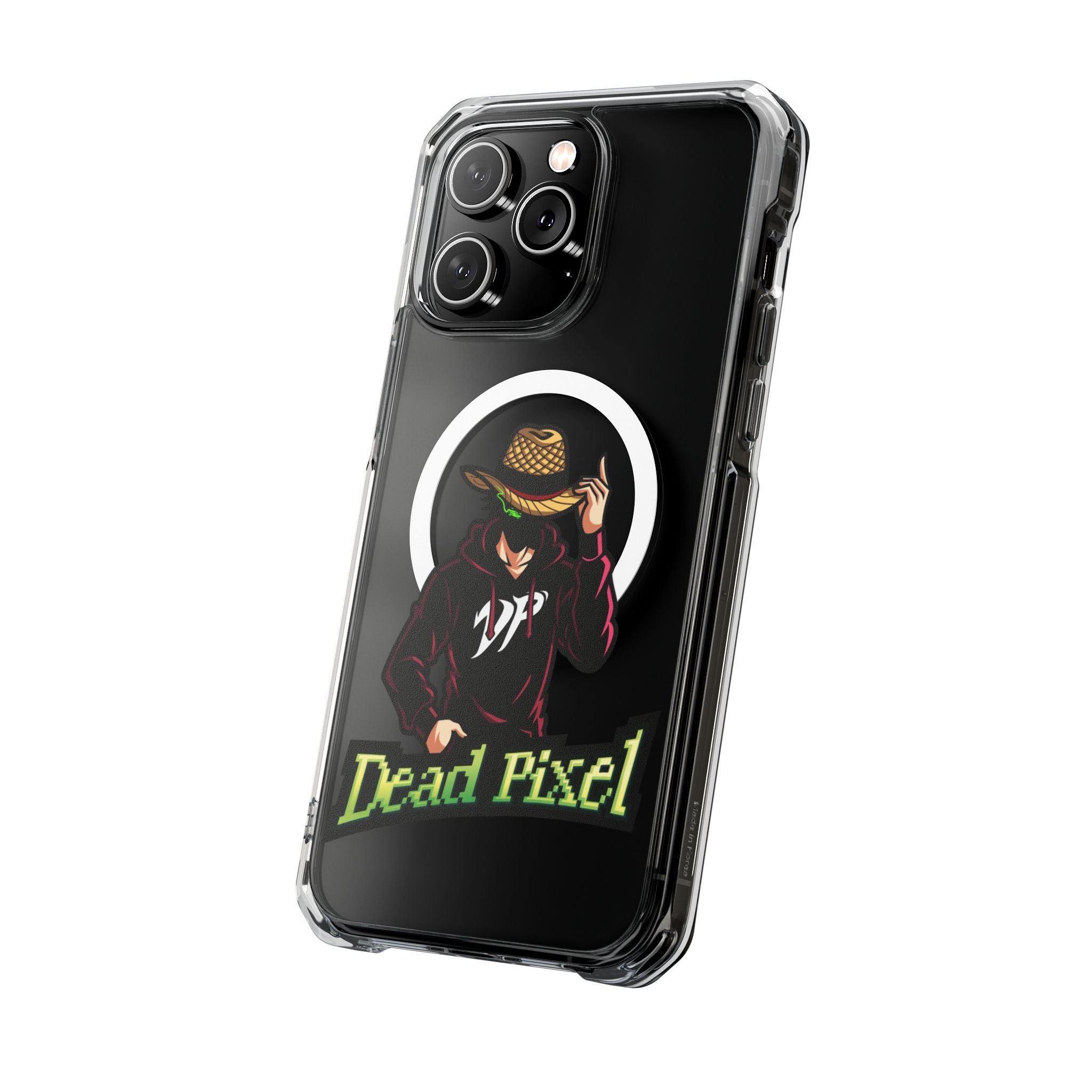 Clear Magnetic Phone Case — 'Dead Pixel' Hooded Cowboy Graphic