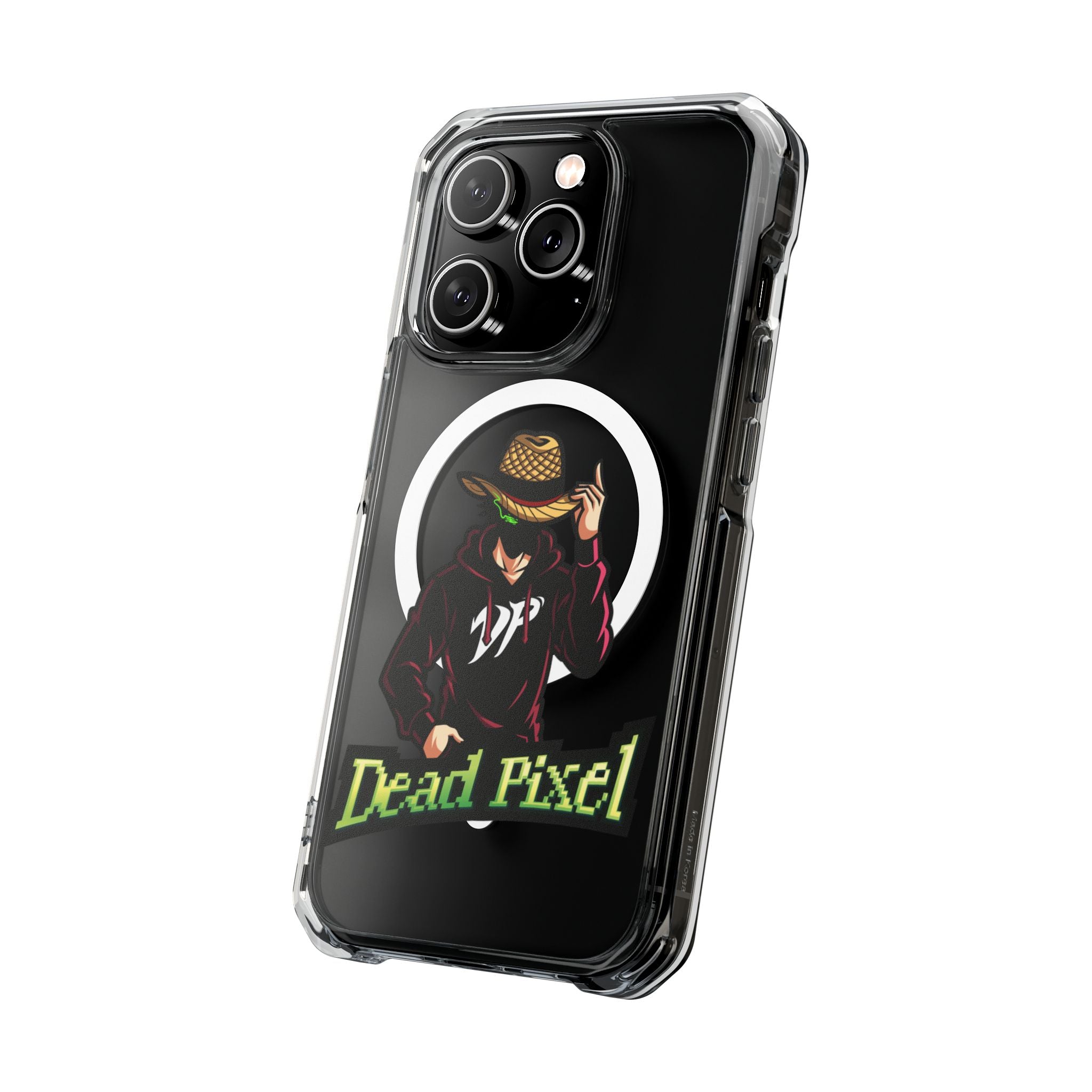 Clear Magnetic Phone Case — 'Dead Pixel' Hooded Cowboy Graphic