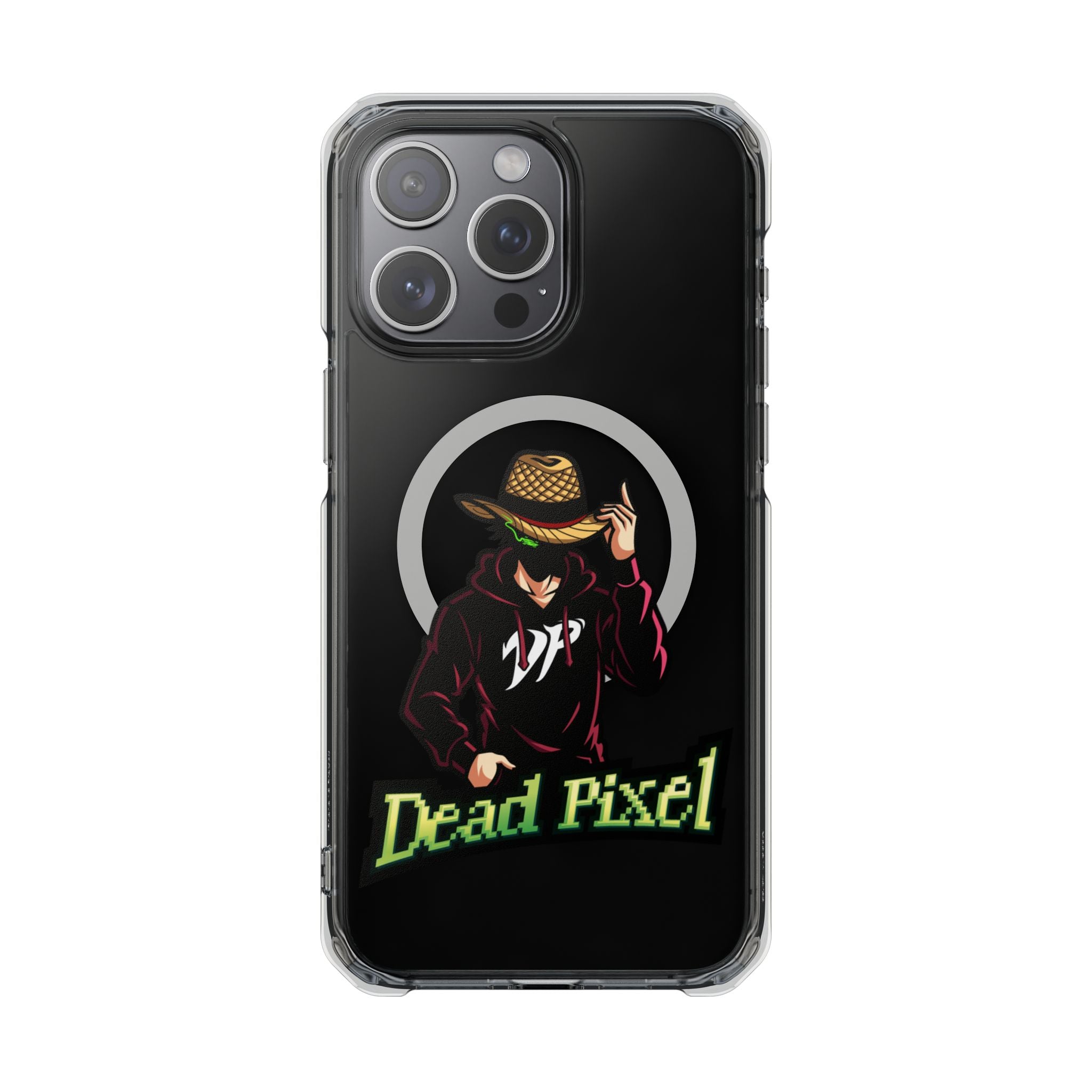 Clear Magnetic Phone Case — 'Dead Pixel' Hooded Cowboy Graphic
