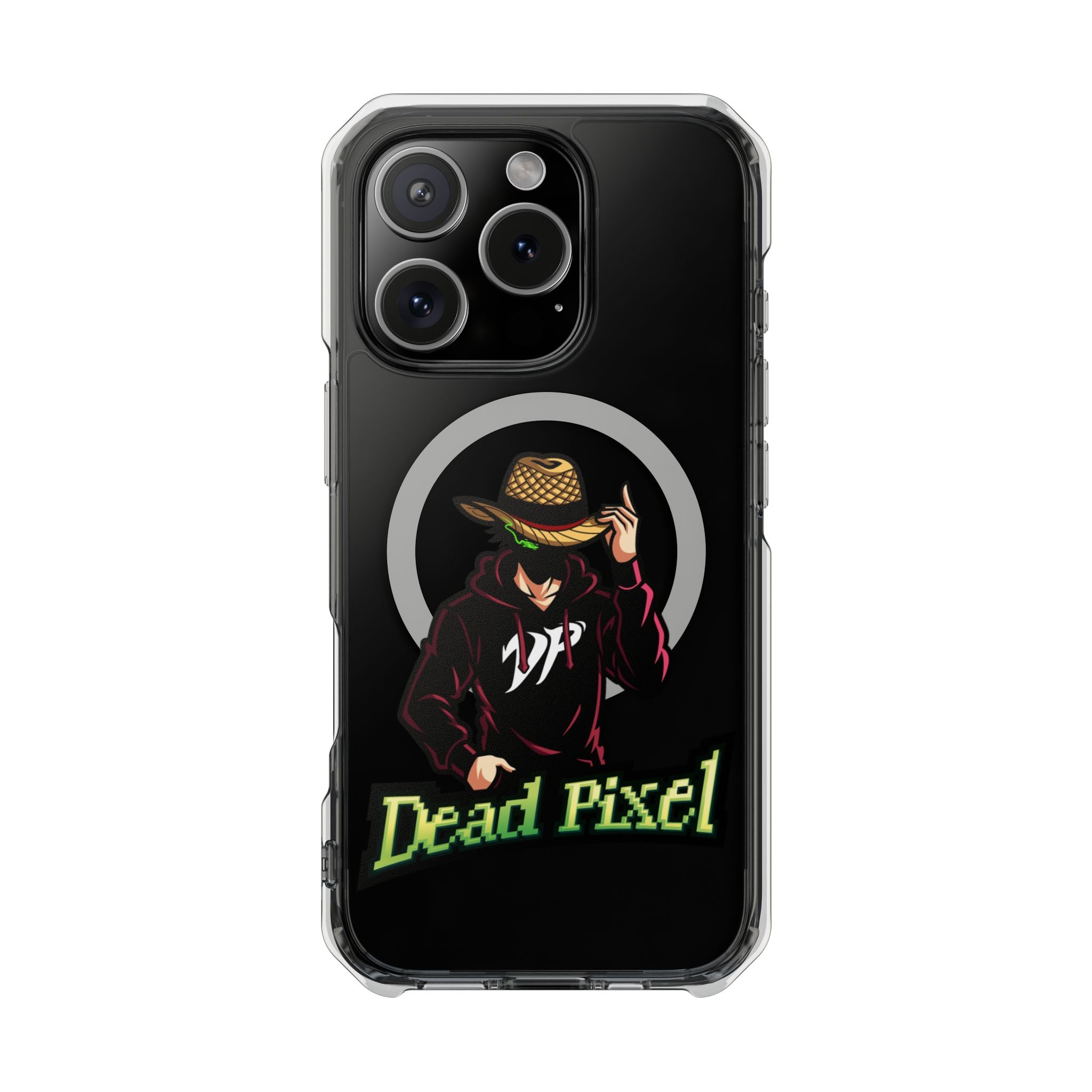 Clear Magnetic Phone Case — 'Dead Pixel' Hooded Cowboy Graphic