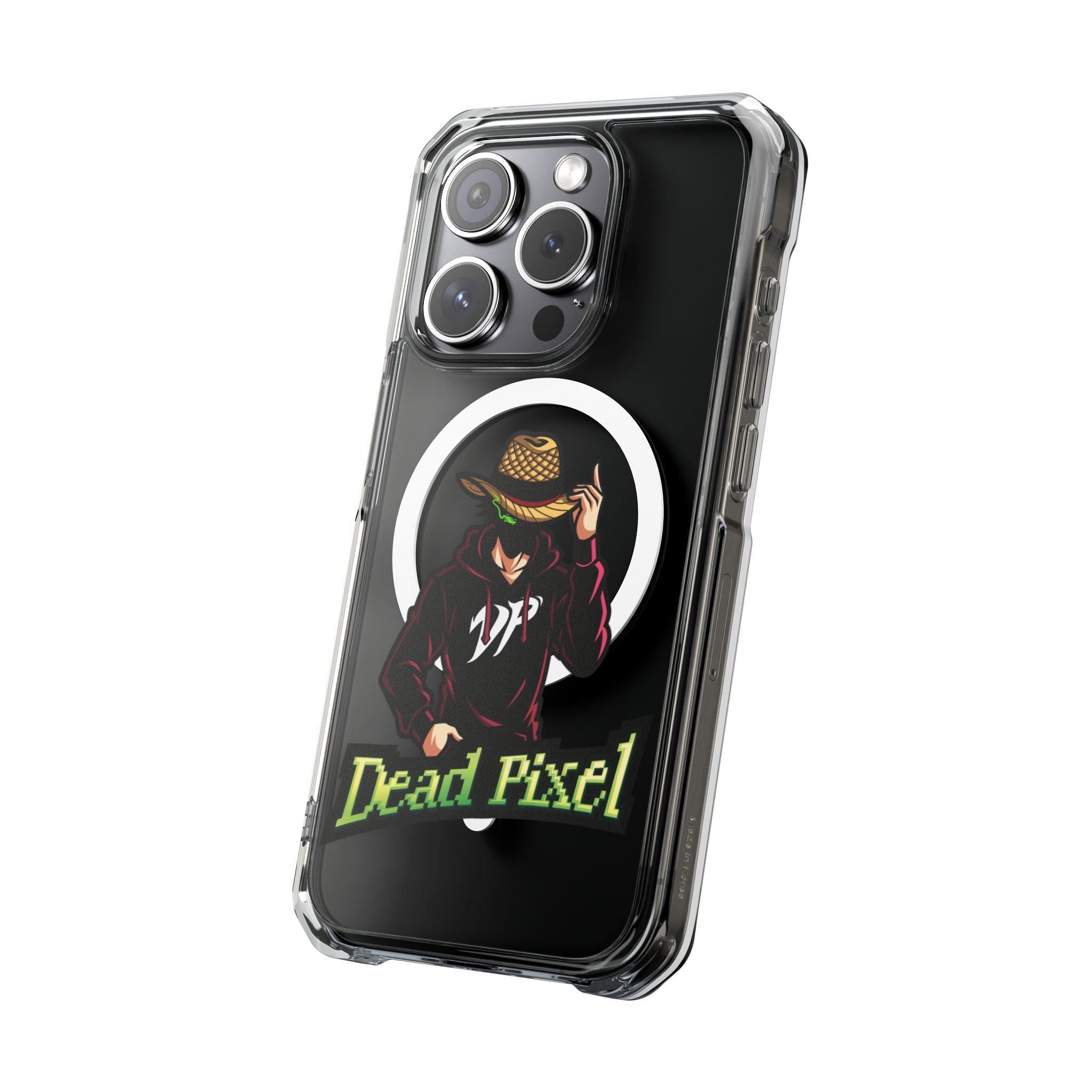 Clear Magnetic Phone Case — 'Dead Pixel' Hooded Cowboy Graphic