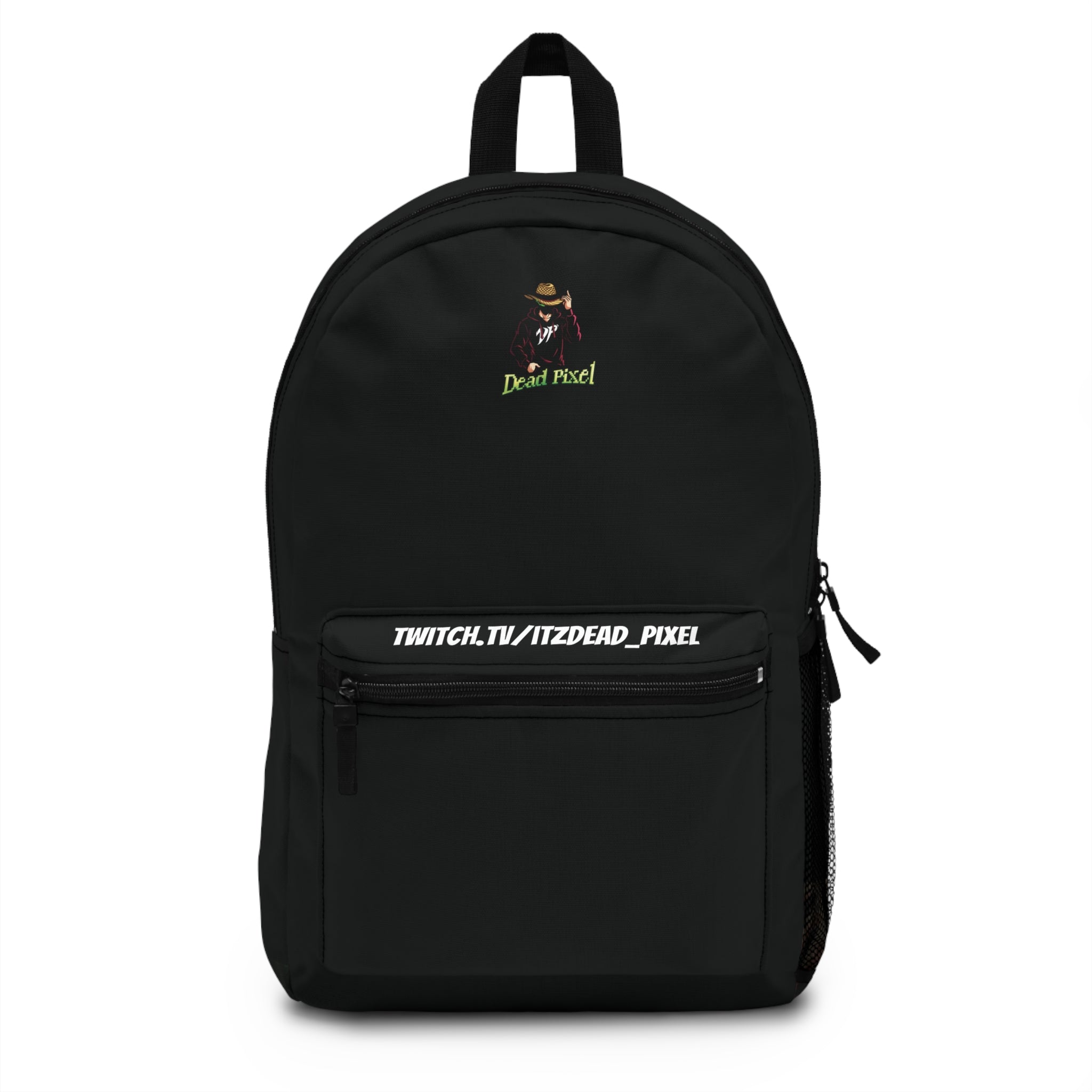 Gamer Streamer Backpack — "Dead Pixel" Logo with Twitch URL