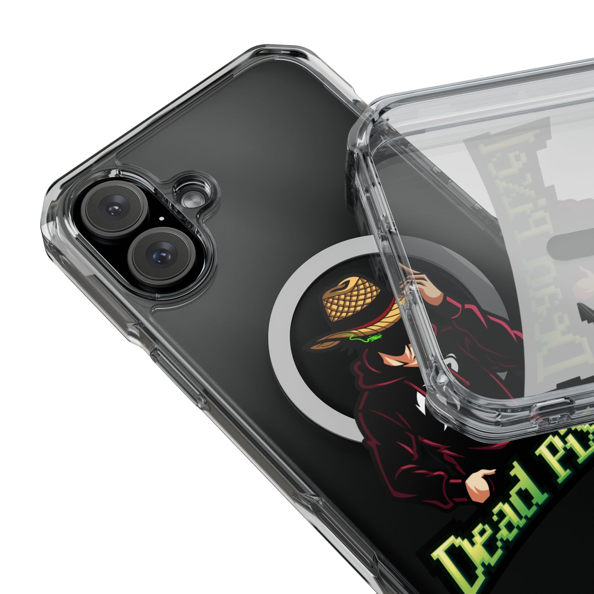 Clear Magnetic Phone Case — 'Dead Pixel' Hooded Cowboy Graphic
