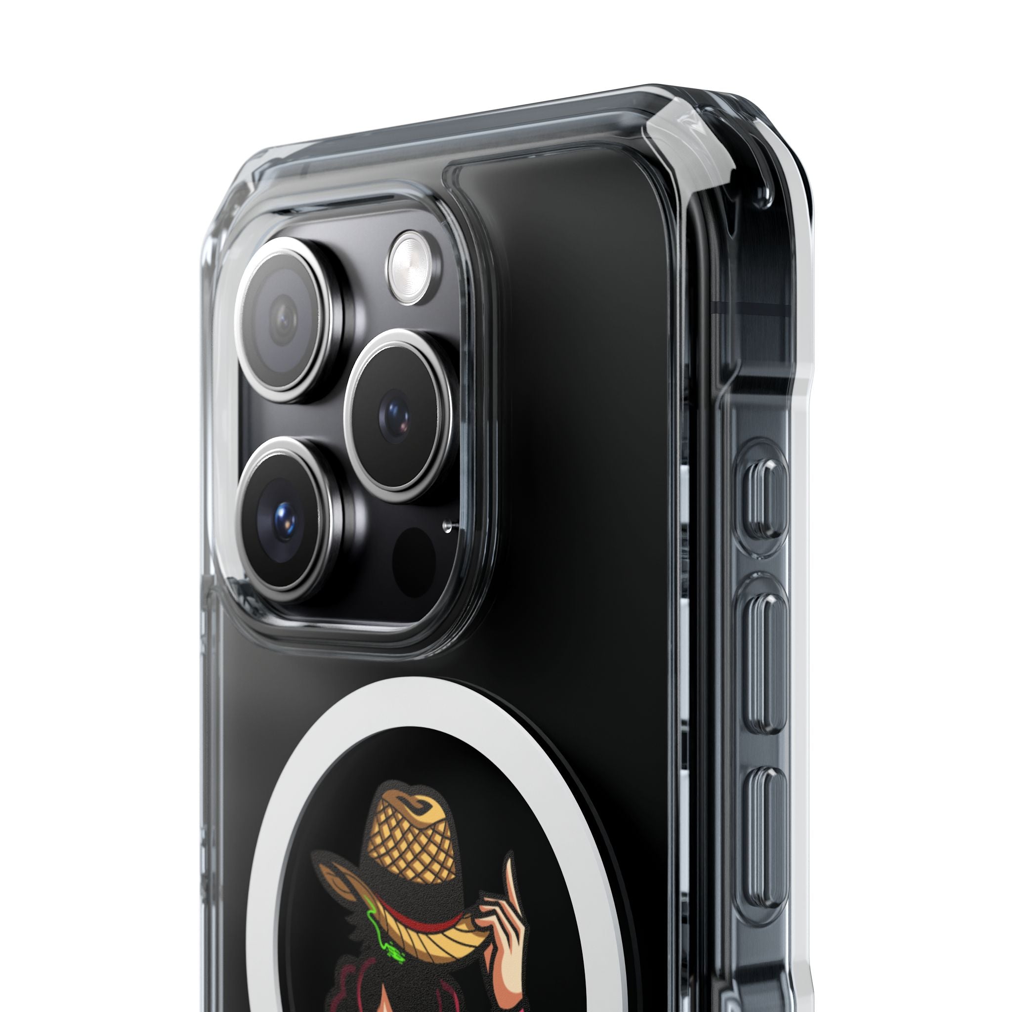 Clear Magnetic Phone Case — 'Dead Pixel' Hooded Cowboy Graphic