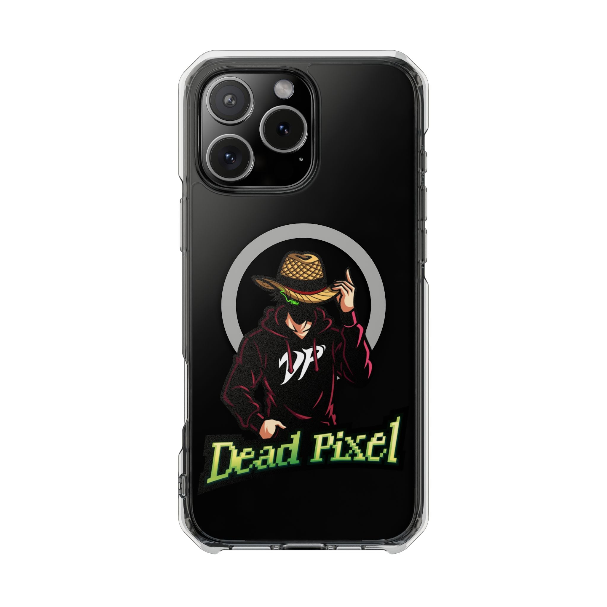 Clear Magnetic Phone Case — 'Dead Pixel' Hooded Cowboy Graphic