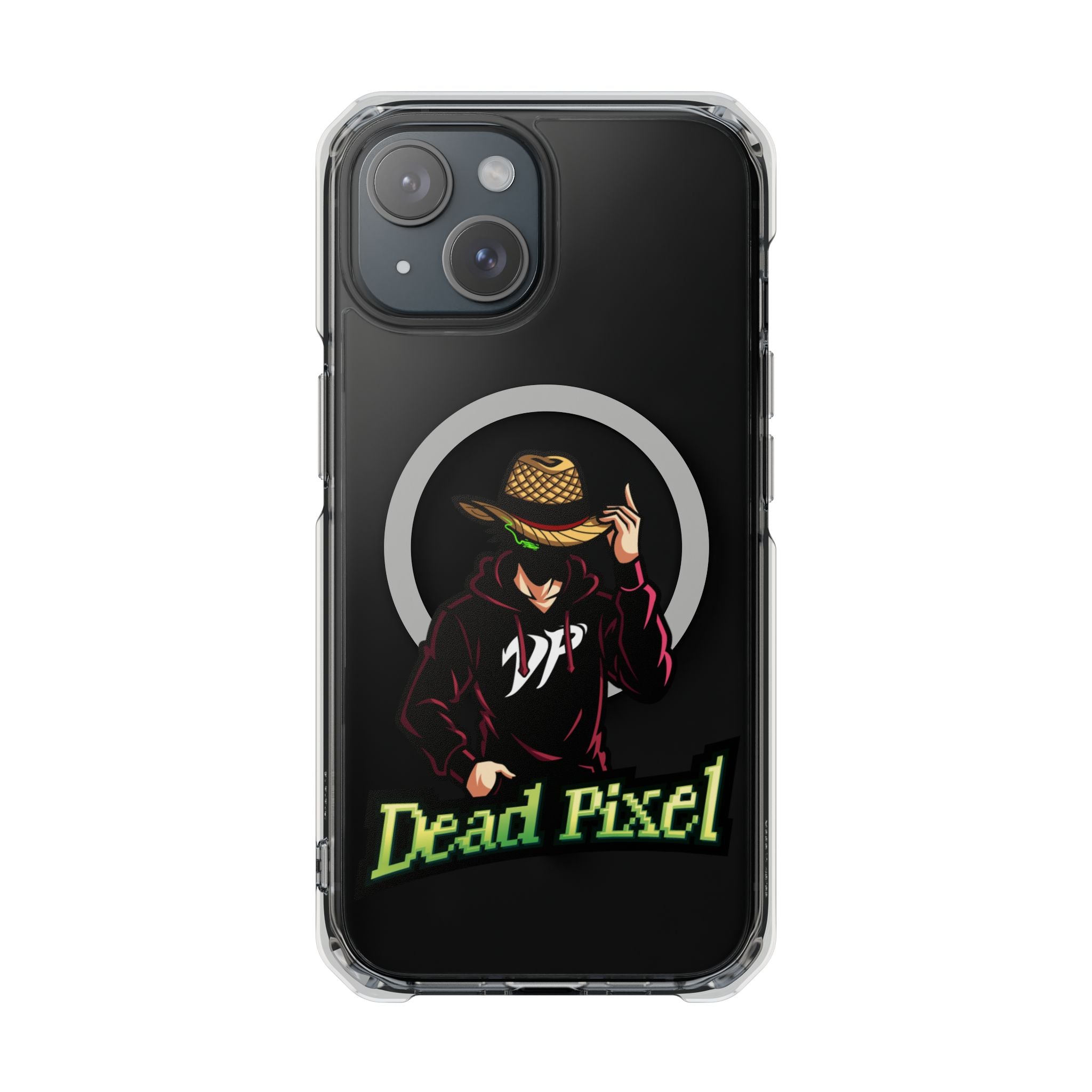 Clear Magnetic Phone Case — 'Dead Pixel' Hooded Cowboy Graphic
