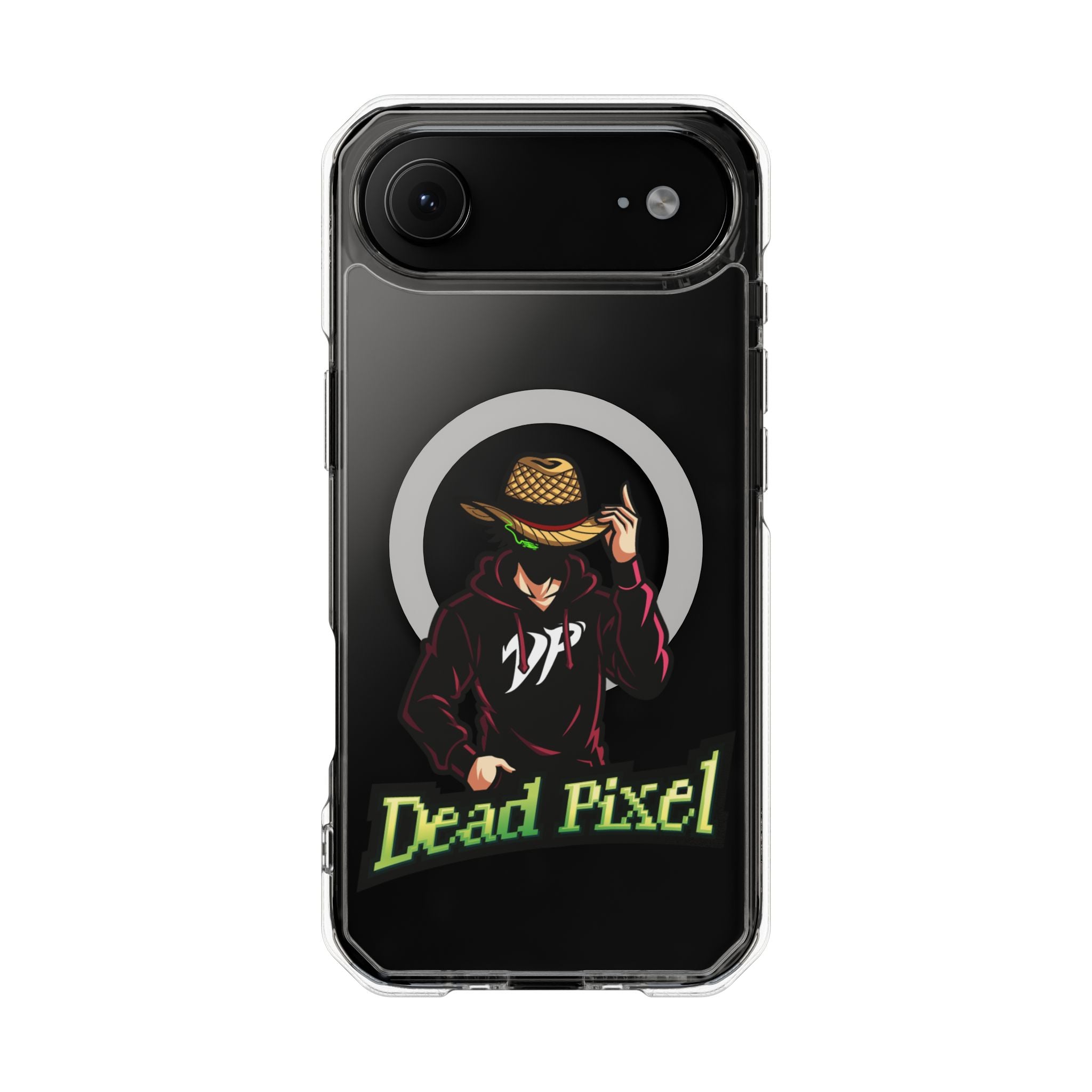 Clear Magnetic Phone Case — 'Dead Pixel' Hooded Cowboy Graphic