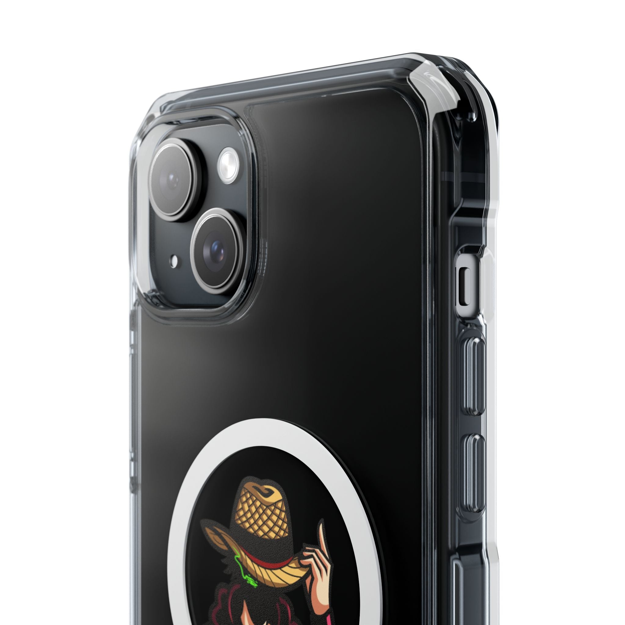 Clear Magnetic Phone Case — 'Dead Pixel' Hooded Cowboy Graphic