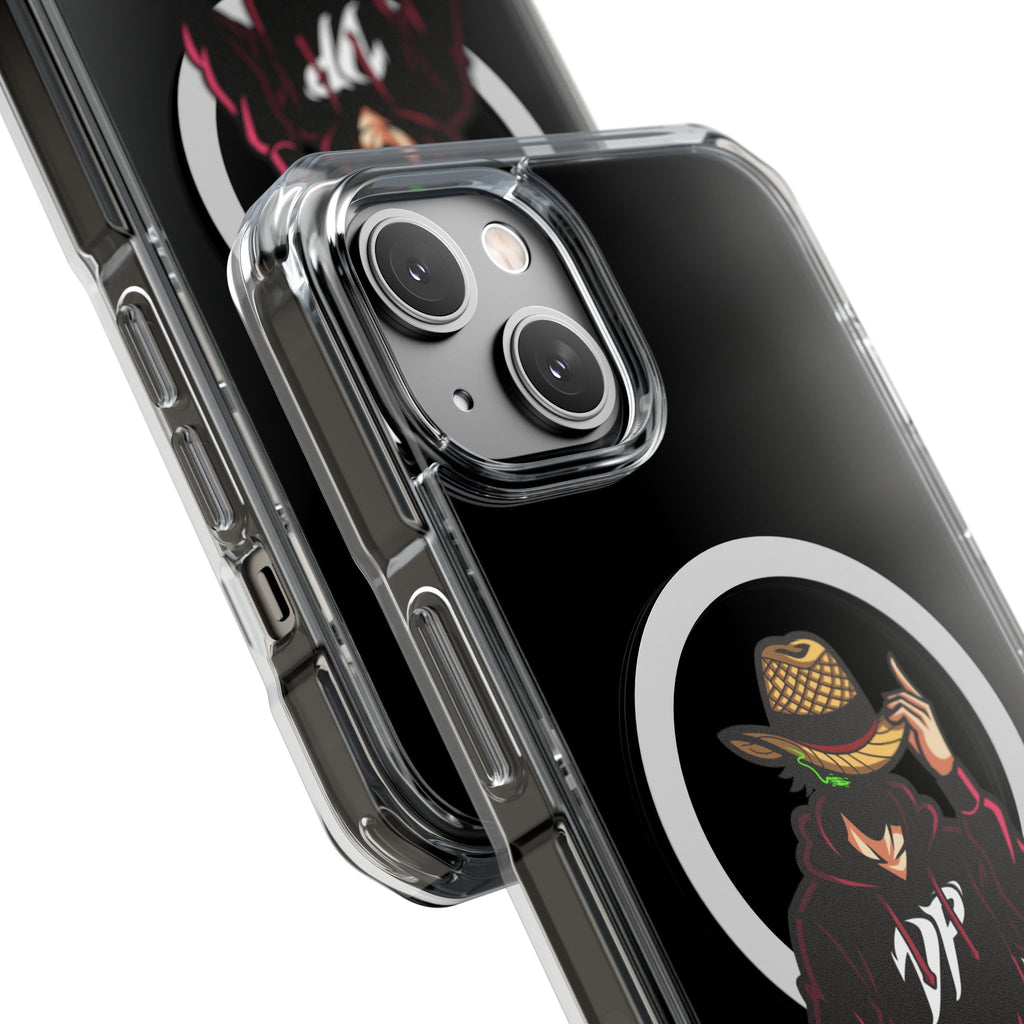Clear Magnetic Phone Case — 'Dead Pixel' Hooded Cowboy Graphic
