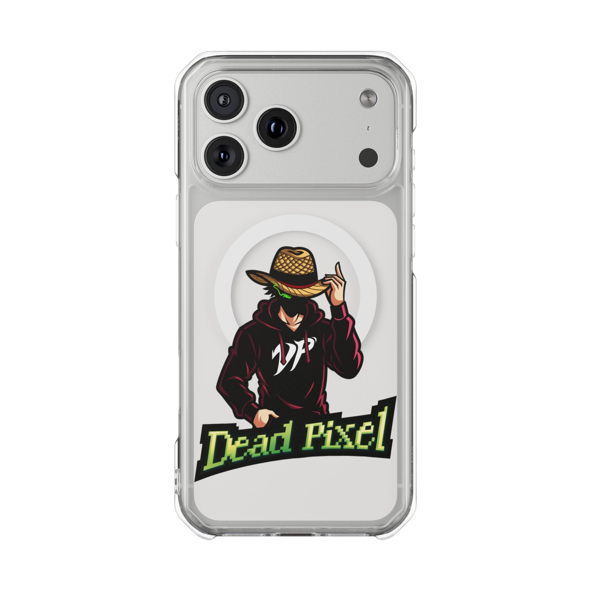 Clear Magnetic Phone Case — 'Dead Pixel' Hooded Cowboy Graphic