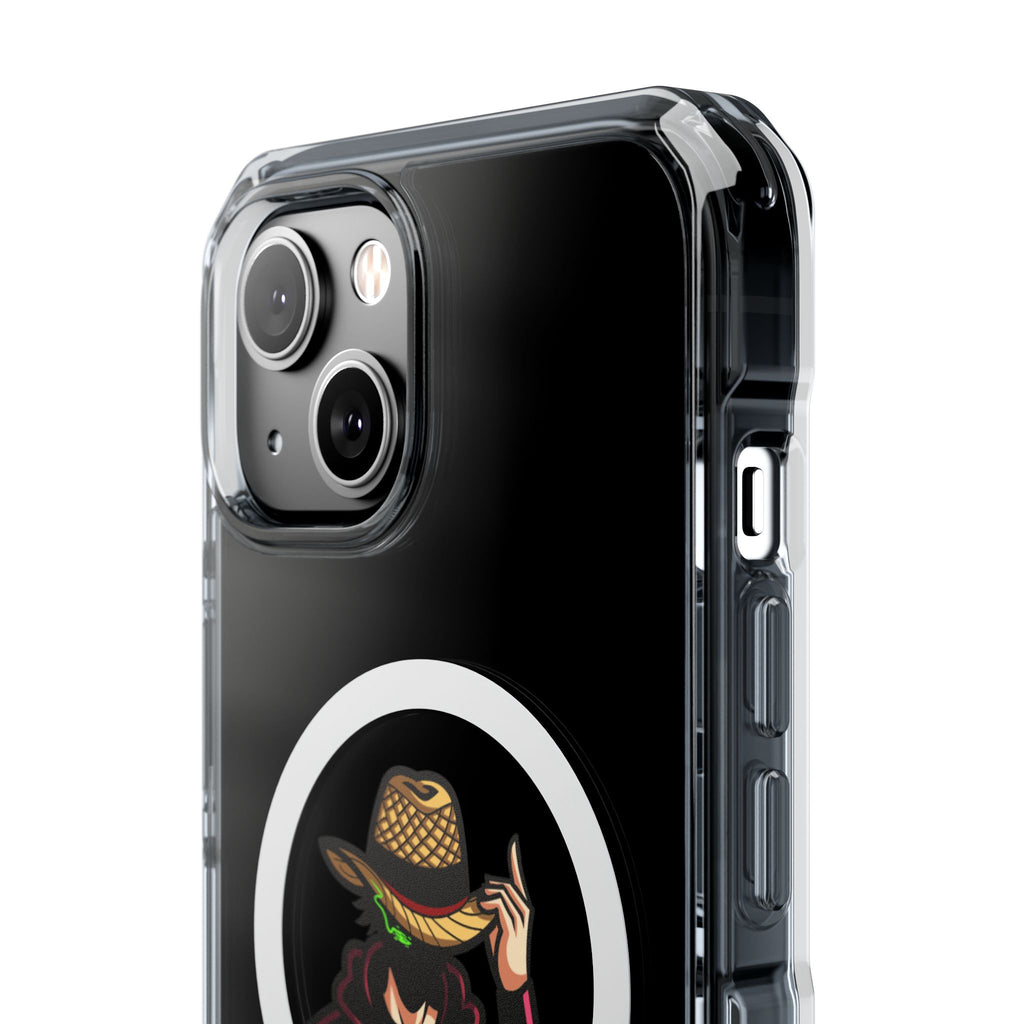 Clear Magnetic Phone Case — 'Dead Pixel' Hooded Cowboy Graphic