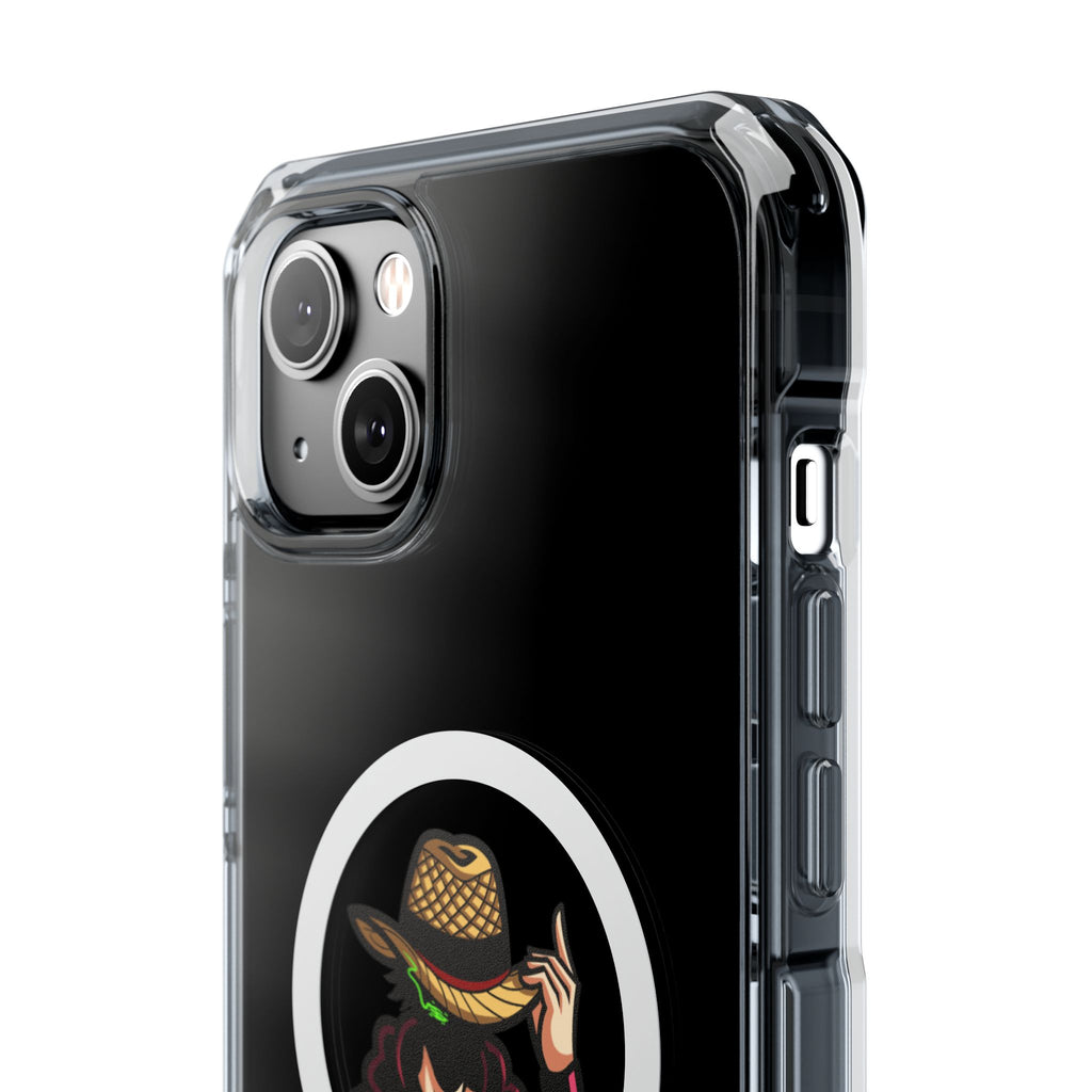 Clear Magnetic Phone Case — 'Dead Pixel' Hooded Cowboy Graphic