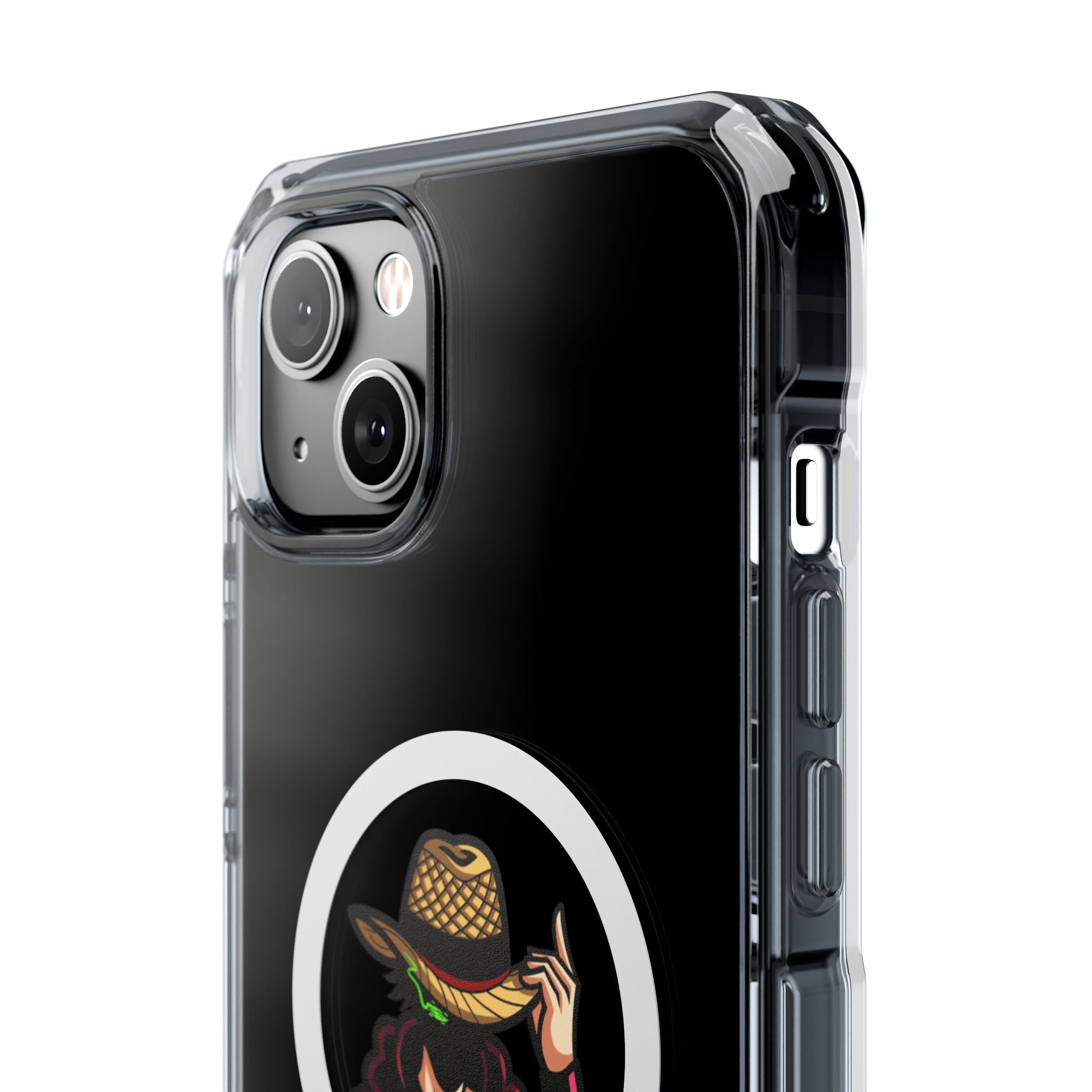 Clear Magnetic Phone Case — 'Dead Pixel' Hooded Cowboy Graphic
