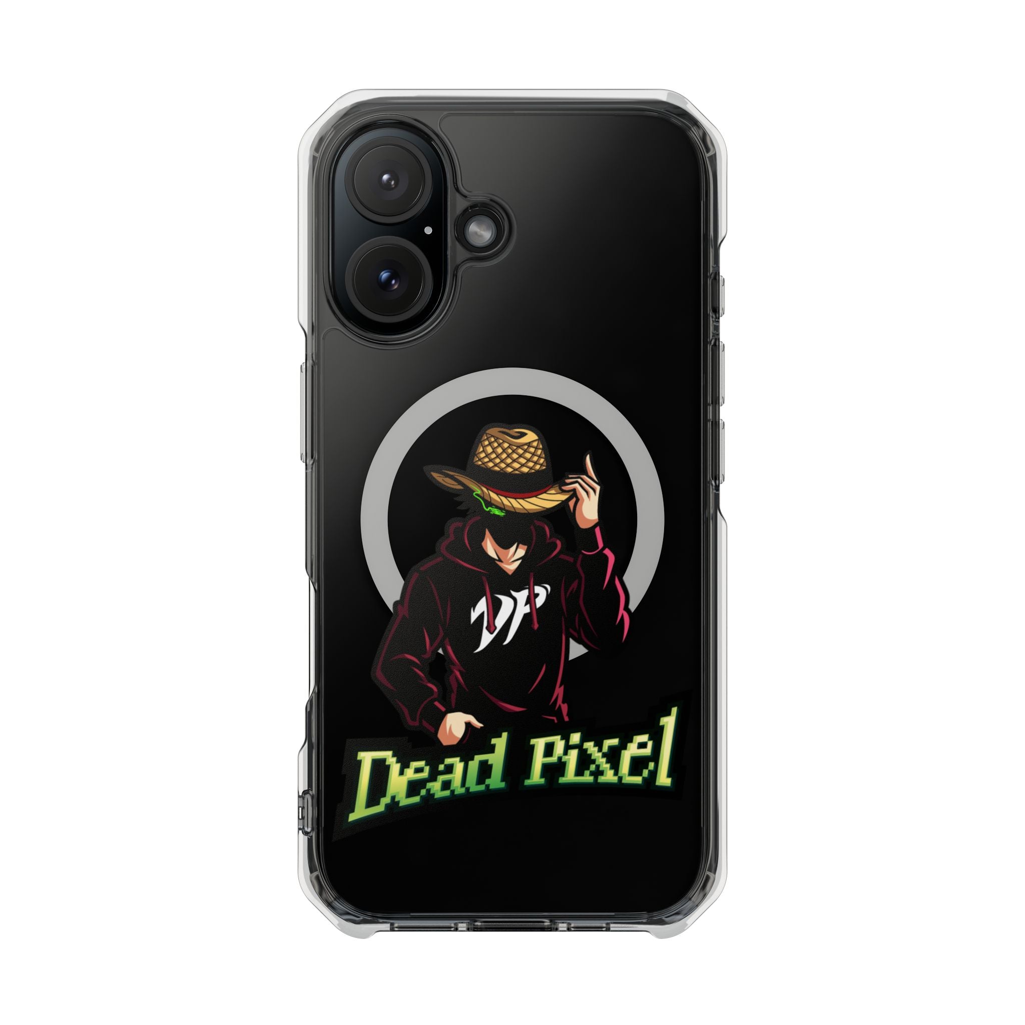 Clear Magnetic Phone Case — 'Dead Pixel' Hooded Cowboy Graphic
