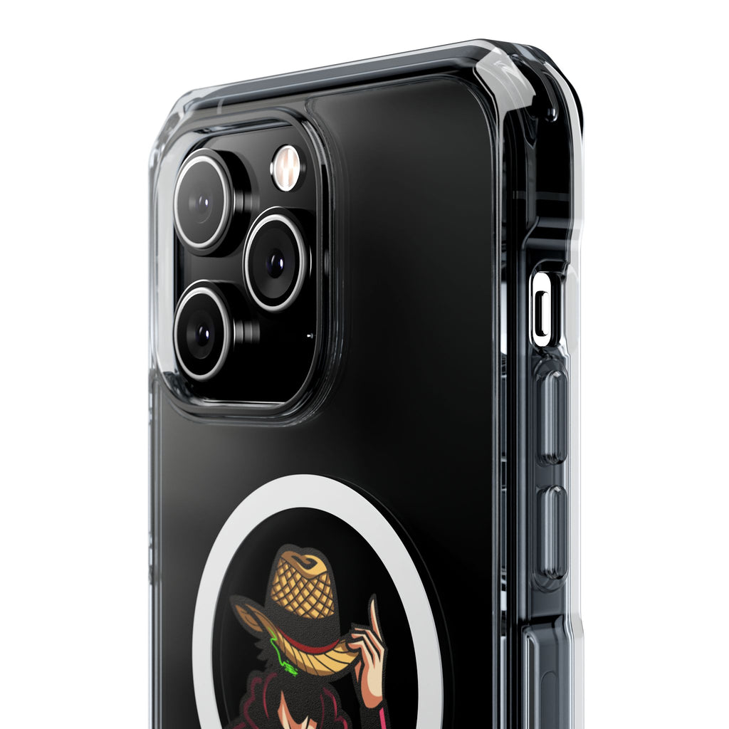 Clear Magnetic Phone Case — 'Dead Pixel' Hooded Cowboy Graphic