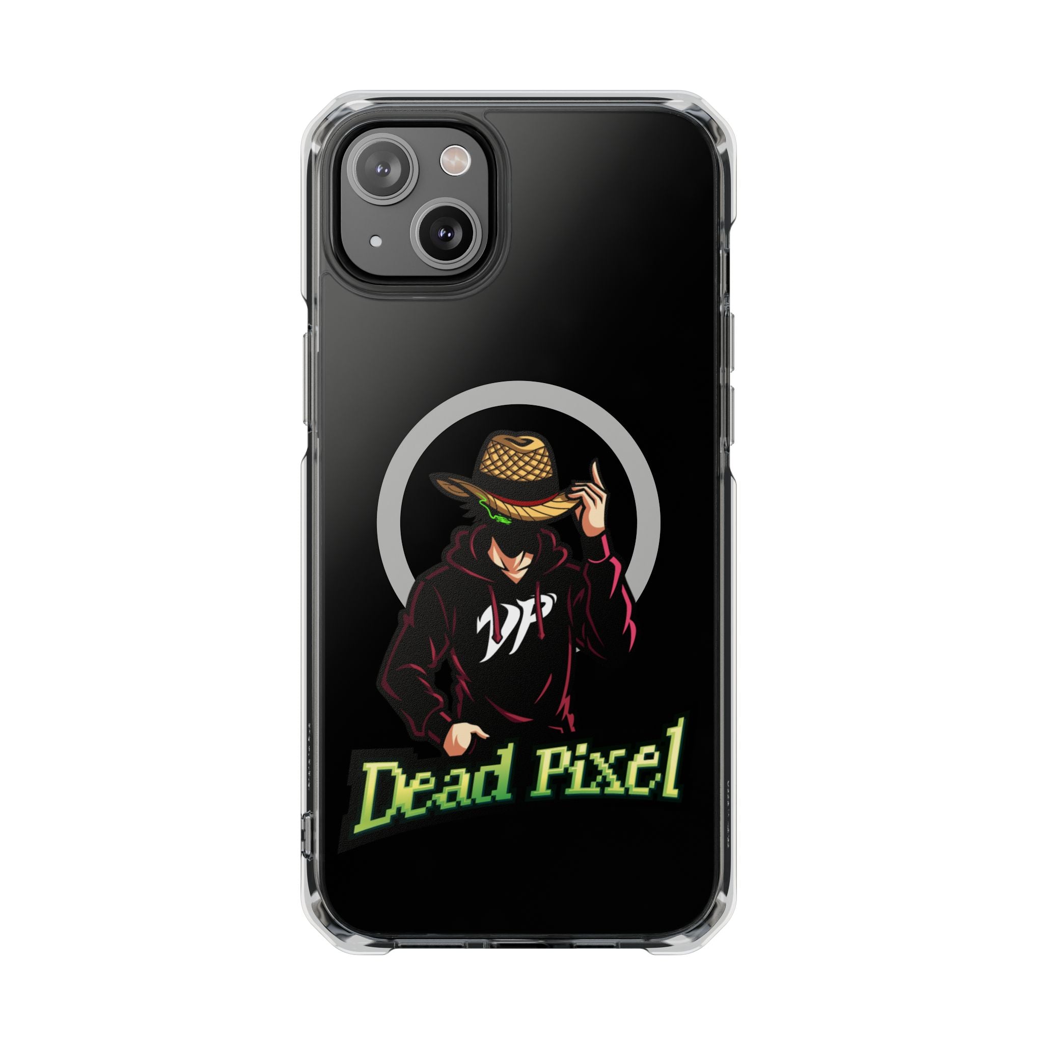 Clear Magnetic Phone Case — 'Dead Pixel' Hooded Cowboy Graphic