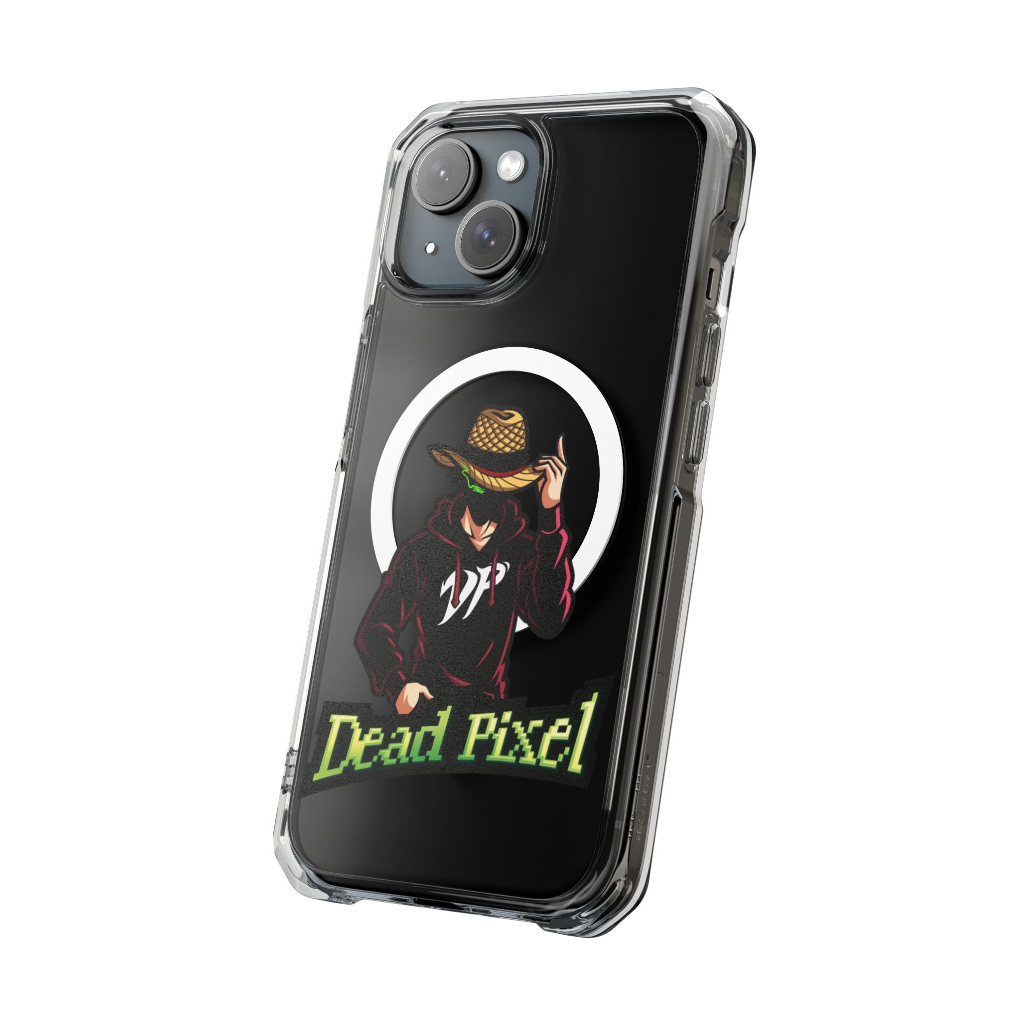 Clear Magnetic Phone Case — 'Dead Pixel' Hooded Cowboy Graphic