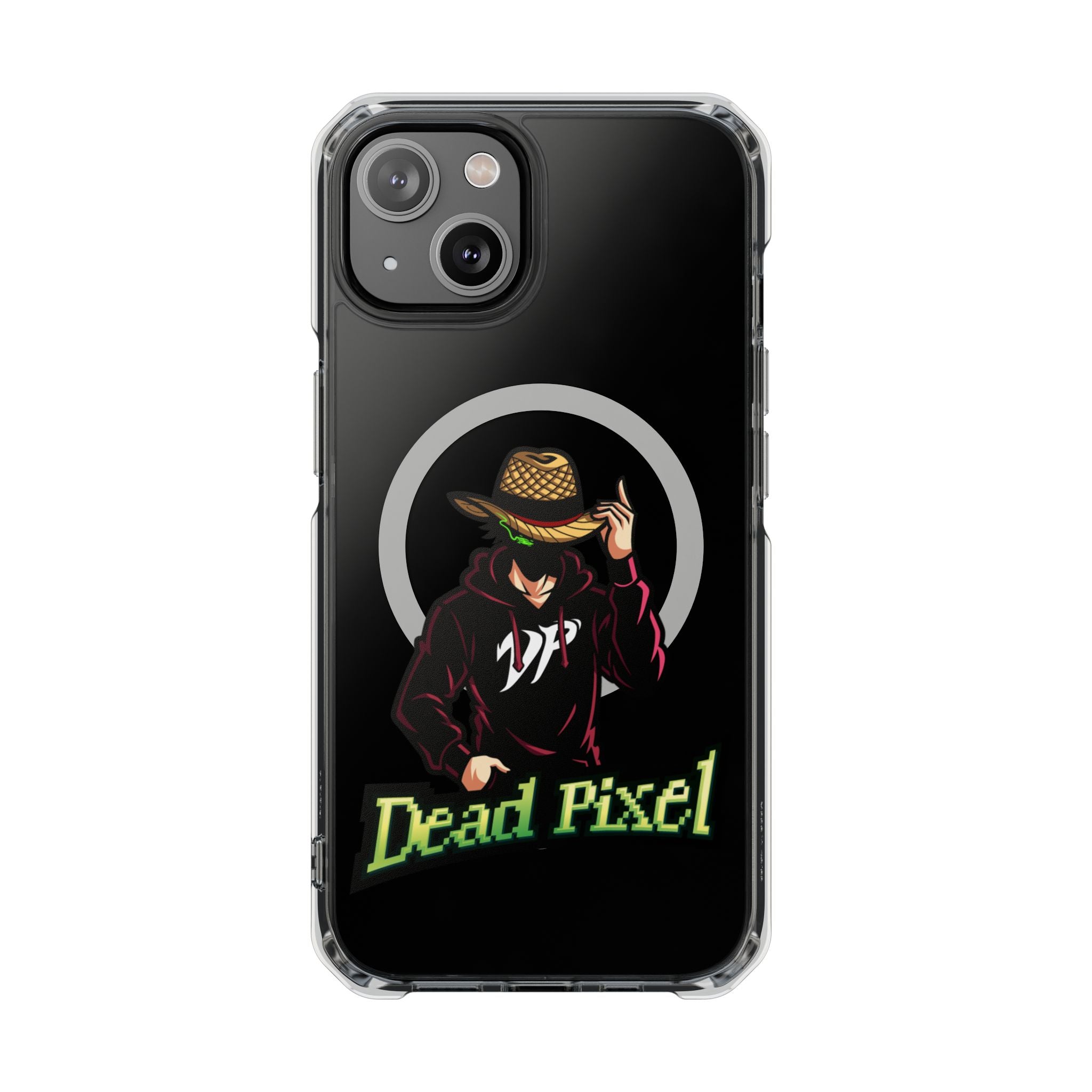 Clear Magnetic Phone Case — 'Dead Pixel' Hooded Cowboy Graphic