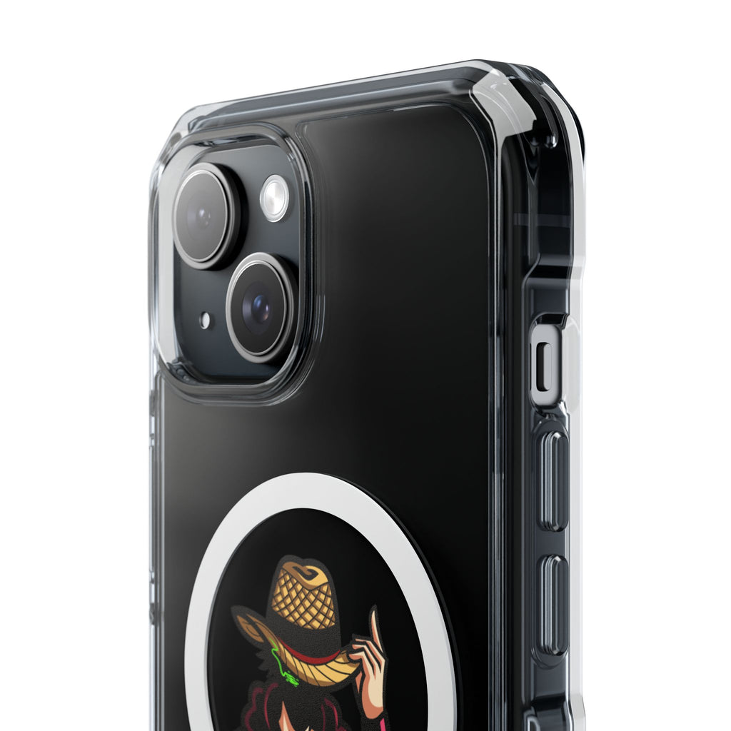 Clear Magnetic Phone Case — 'Dead Pixel' Hooded Cowboy Graphic
