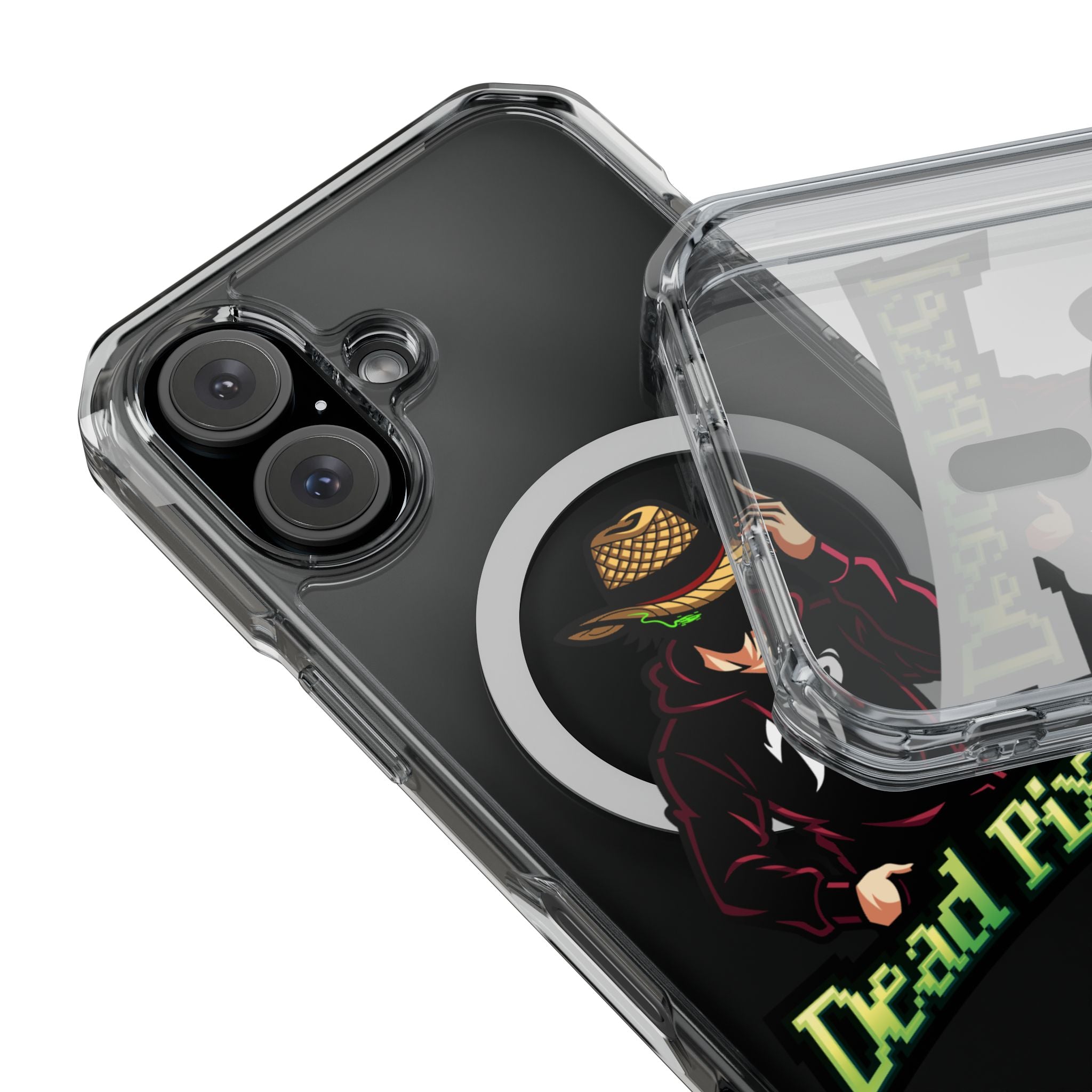 Clear Magnetic Phone Case — 'Dead Pixel' Hooded Cowboy Graphic